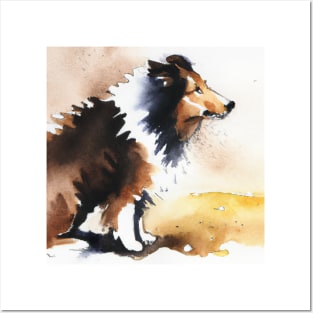 Collie Watercolor Painting - Dog Lover Gifts Posters and Art